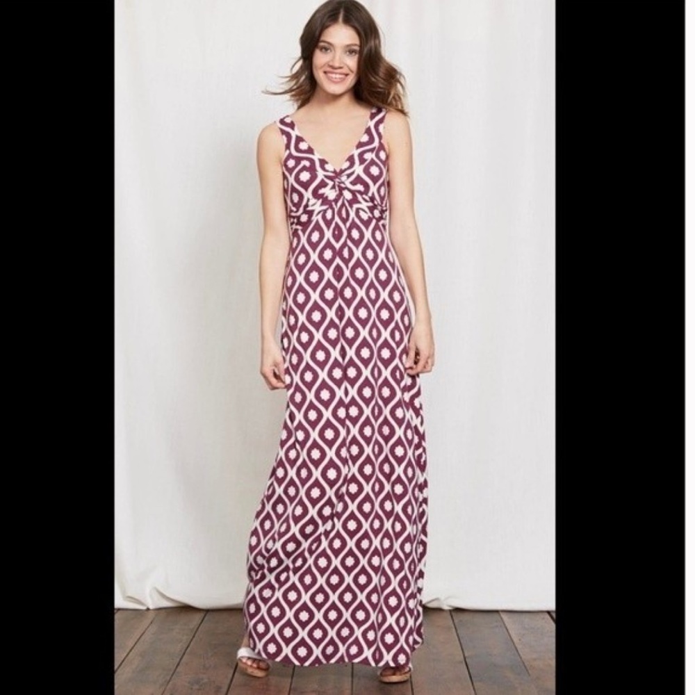 Boden Front Twist Babydoll Geometric Maxi Dress 6